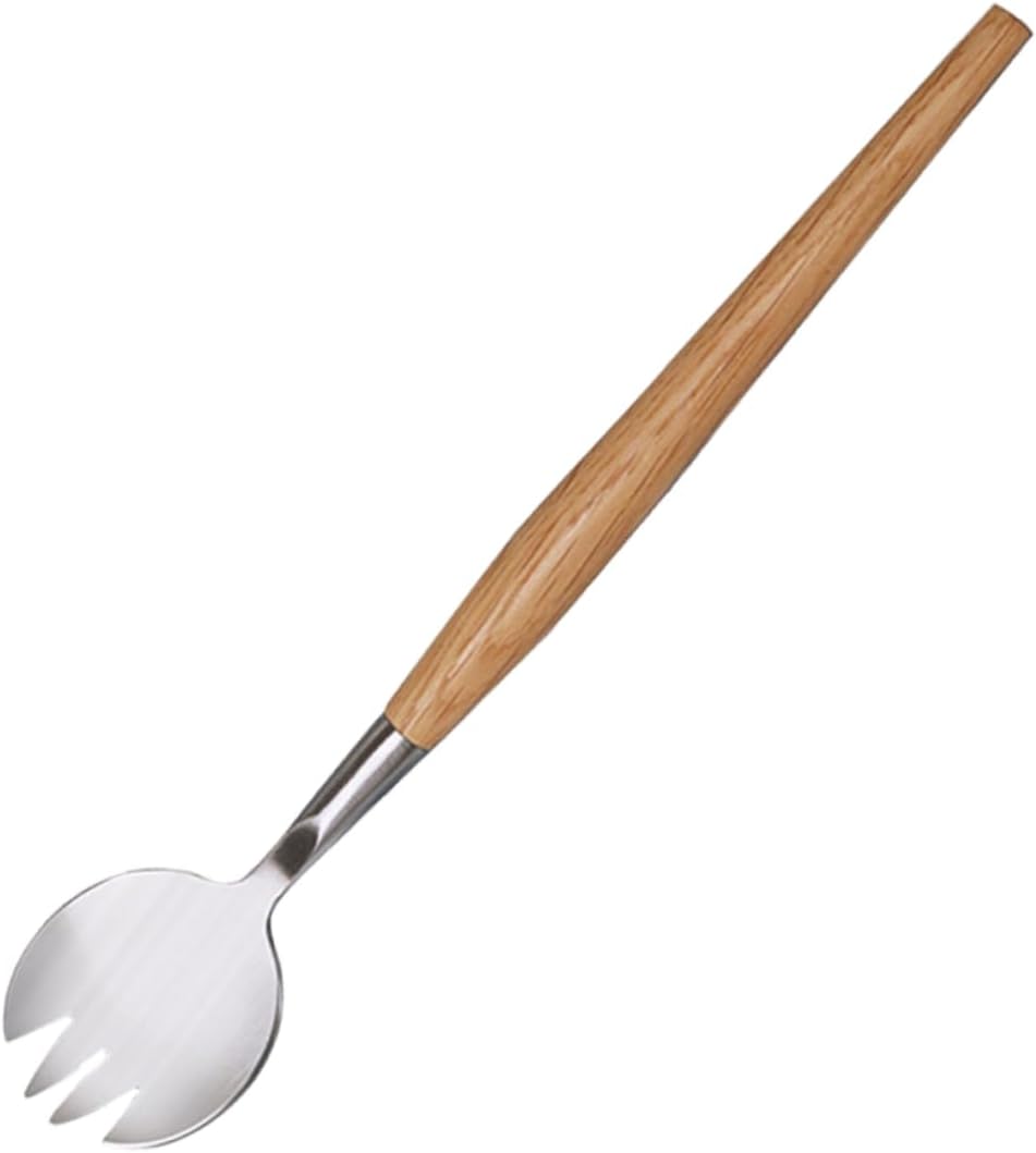 PRETYZOOM 3pcs Oneida Salad Forks Stainless Steel Forks Wooden Handle Dinnerware for Home and Restaurant Use