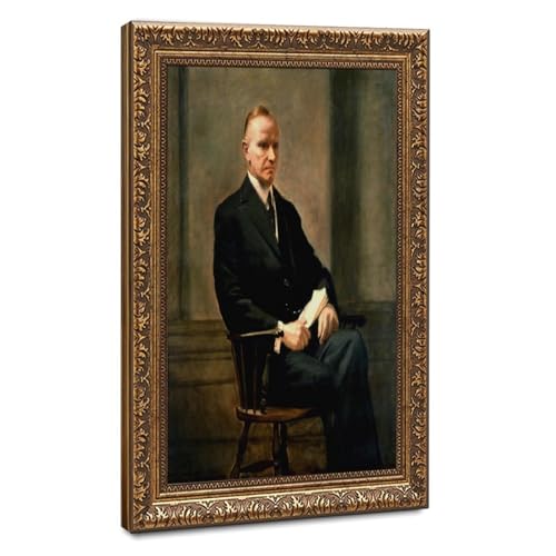 Affiche Calvin Coolidge portrait officiel Maison Blanche impression toile cadre suspendu 61x91cm