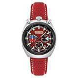 Cadola Orologio uomo 42mm Testa Di Toro Cronografo con Cinturino in Pelle CD-1058, Fireball Rosso