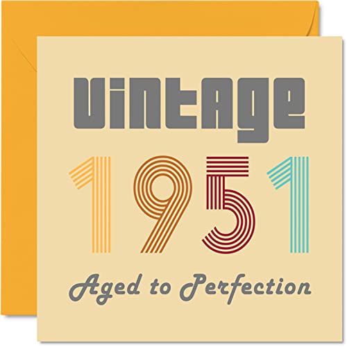 Tarjetas cumpleaños 71 hombres mujeres, vintage 1951 envejecido a perfección, 71 tarjetas cumpleaños divertidas ella, 145 mm x 145 mm, tarjetas felicitación cumpleaños mamá, papá, abuelo, niñera