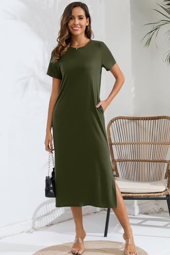Naggoo 2298036 Women'S Short Sleeve Split Maxi Dress Casual Plain Tie Dye Print Tshirt Long Dresses thumb #1