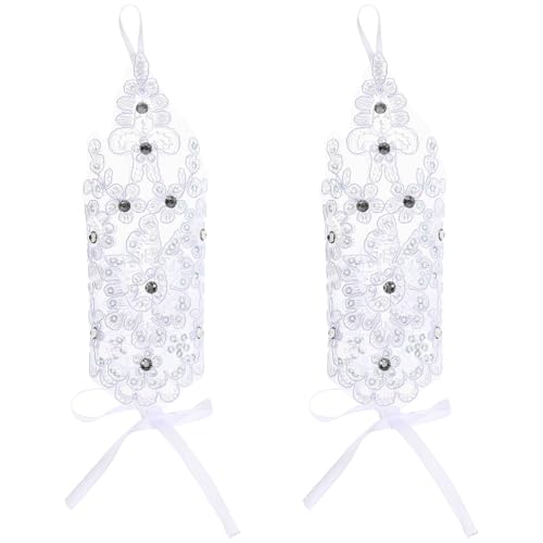 Lace Fingerless Gloves for Women Fingerless Rhinestone Lace Gloves Bridal for Brides and Bridesmaids Wedding Tea Party Prom Cosplay 1920s White