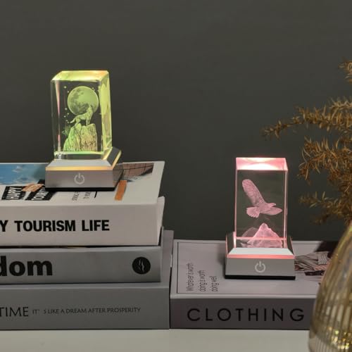 Image of Museum-Style Lighting Base for Feng Shui Crystals - USB /Battery Operated LED Platform for Window Display & Tabletop Decor set of 4 -no cubes