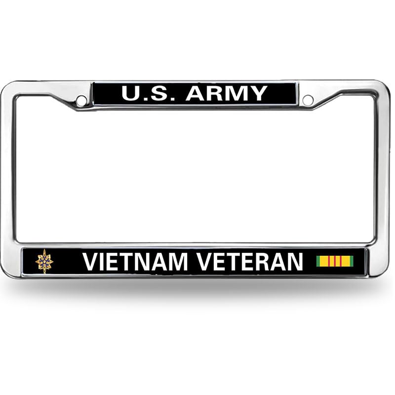 Image of US Army Vet License Plate Frame Religious Proud US Army Veteran Rust-Proof License Plate Frame US Army Veteran Support License Plate Frame Creative Gift for Veteran