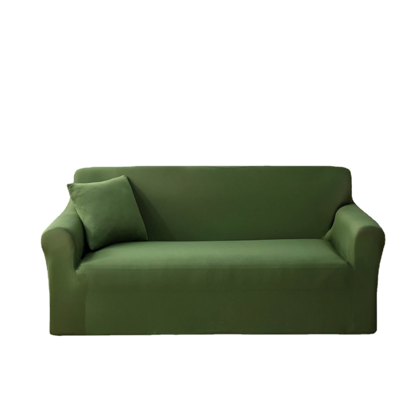 Housse de canapé extensible verte 1 place avec fond élastique pour fauteuil