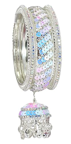 Image of NMII Ethnic Wear Bangles Gold-Tone Alloy with Musical Ghungroo Charms | Women Fashionable Jewelry | Designer Bracelet Bangles For Girls | Viral Kashmiri Chudiya for Weddings, Festivals & Parties