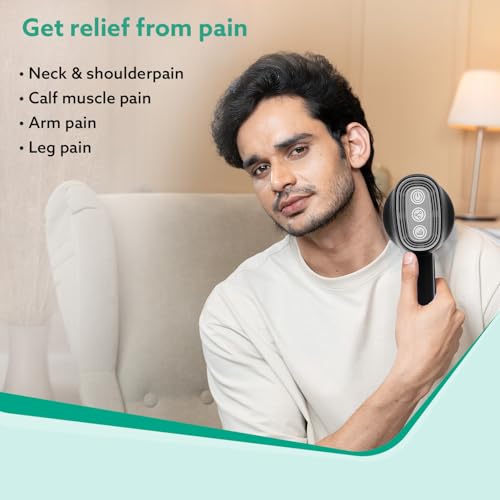 Image of AGARO Alpha Handheld Deep Tissue Wireless & Rechargeable Body Massager, Interchangeable 8 Heads, Mesh Cover, 5 Modes 6 Speed Settings, for Pain Relief, Muscle Relaxation, Back, Arms, Foot, Black