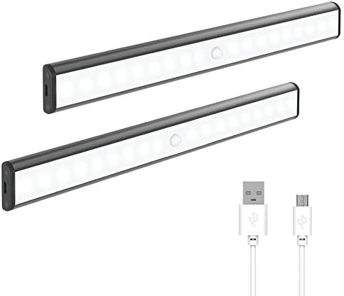 Beneath Cupboard Lights, Movement Sensor Closet Gentle USB Rechargeable 18 LED Night time Lights Stick-on Anyplace Transportable Gentle Bar for Closet Cupboard Counter Wardrobe Stairs Kitchen 2 Pack