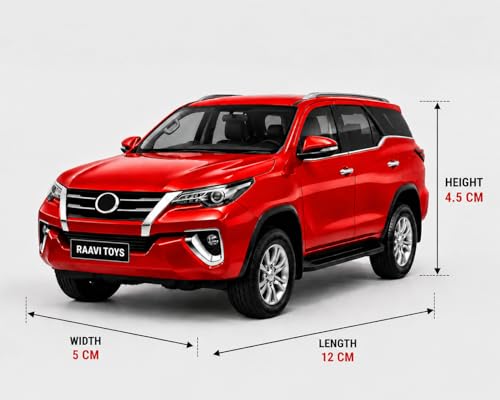 Image of Fortuner 1:32 Scale Die-Cast Pull Back Metal SUV Car | Openable Doors, Boot, Light & Musical Toy for Boys | Realistic Design with Smooth Action Premium Toy Car for Kids (Red)