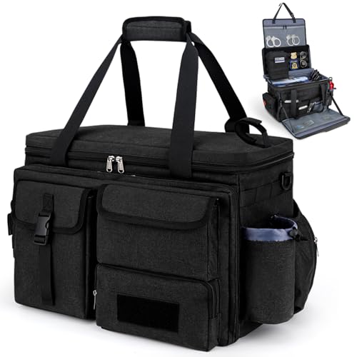 Patrol Bag Law Enforcement Police Gear Bag, Car Front Seat Organizer Tactical Officer Duty Bags, Police Car Accessories for Passenger Seat, Multiple Compartment Molle Webbing Removable Shoulder Strap