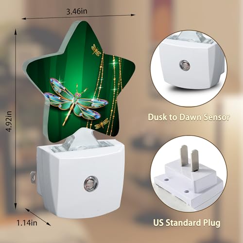 Image of Mystical Dragonfly Night Light,Dusk to Dawn Smart Sensor NightLight for Bedroom Bathroom Kitchen Hallway Stairs Hallway,Plug-in, Energy Efficient Decor Desk Lamp Gifts