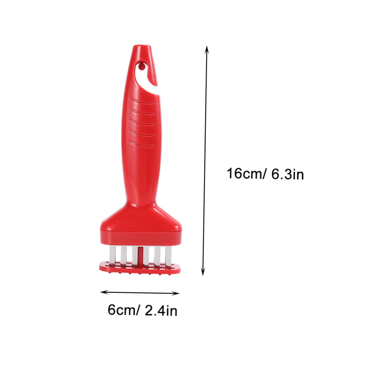 COLLBATH Stainless Steel Steak Tenderizer with Plastic Handle Meat Loosening Machine with Cover for for Beef Pork Chicken Fish Portable Kitchen Tool Red