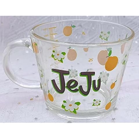 12 OZ kawaii Glass Cup Orange Coffee Tea Mug with Handle,Cute Glass Mug with measurement for Water,Breakfast,oatmeal,juice,Desserts,Espresso,Latte(clear 4) Cover