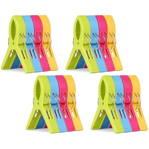 KSPOWWIN 16 pcs Beach Towel Clip Cruise Towel Clips for Hanging Towels Jumbo Size Beach Towel Clip Prevents Towels from Blowing Away in The Wind Cover