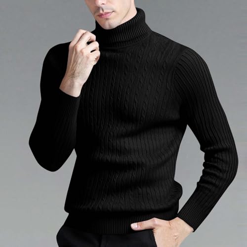 Men's Slim Fit Turtleneck Sweater Fall Casual Twist Patterned Pullover Knitted Sweaters Winter Undershirt2