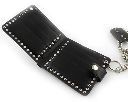 vogueteen Men's skull Biker Punk studded Leather Wallet with a Jeans Long Key chain3