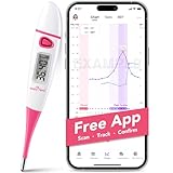 Digital Basal Body Thermometer：Easy@Home BBT Thermometers for Ovulation Fertility Prediction, 1/100th Degree High Precision & Memory Recall – Supports Premom App Scan, Pink
