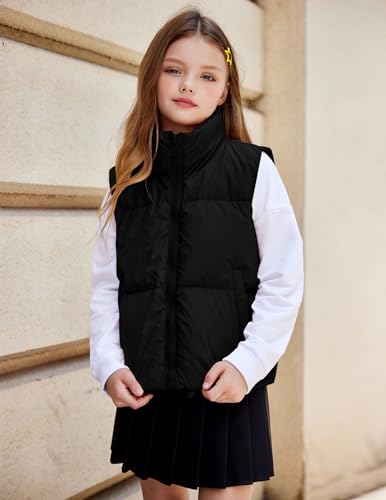 Arshiner Girls Winter Zipper Puffer Vest Lightweight Sleeveless Outwear Puffy Vests for 5-12 Years Old2