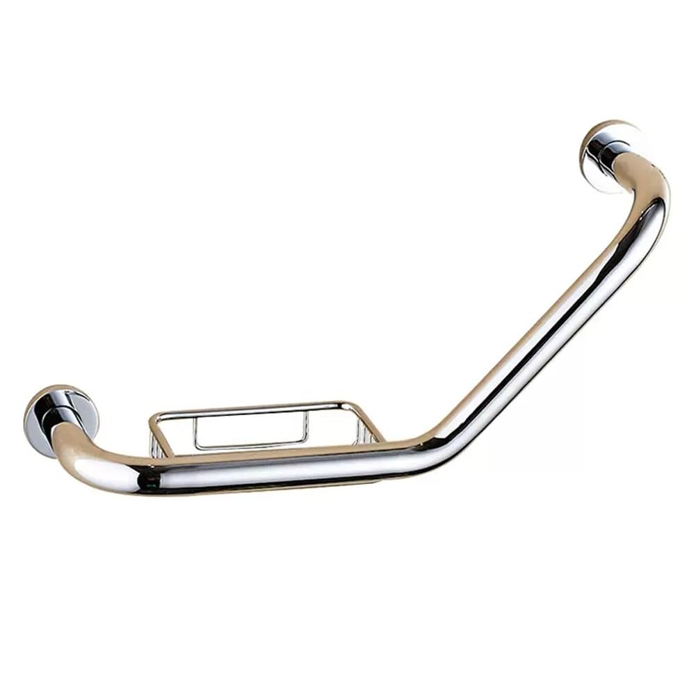 Asidero para bañeras y duchas, en ángulo para bañeras y duchas, Barra de Agarre de Seguridad Curva de Acero Inoxidable para baño, Montaje en Pared, Mango Antideslizante, Soporte de Inodoro para