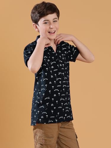 Image of Li'l Tomatoes Boys Cotton Pique Polo T-Shirt | Printed Half Sleeve Casual Summer Wear | Soft & Breathable Fabric | 7-16 Years