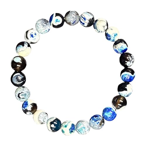 Pulsera Elástica Perlas Minerales | Adjustable de ágata azul para yoga, deporte, ocio al aire libre - mujer, hombre, regalo
