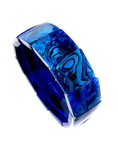Blue Natural Abalone Shell Stretch Cuff Bracelet 6 To 8 Inch Stretchable Handmade Women Paua Jewelry Da492-B #TOP2