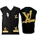 Professional Barber Vest, Black with Gold Logo, Zip-Front Styling Professional Custom Barber Vest, Jacket, Smock, Black with Barber Tools Print