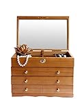 ♦ Excelente calidad y diseño único: la apariencia del joyero es muy elegante y hermosa.Hecho de madera de alta calidad con un aspecto moderno y único que puede decorar su habitación.Cada rincón del joyero ha sido cuidadosamente pulido, liso y no hace daño a sus manos.Es muy duradero