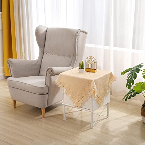Bettop Square Tablecloth,Nightstand Tablecloth,Side Table Cover,Table Cloth For Bedside Table/ Nightstand/Night Table/Tea Table/End Table/Dressers,Table Dustcover Doilies For Furniture (Creamy) #TOP3