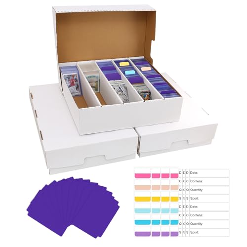 EBOAUSI Storage Box 5 Row - Monster Box Holds 3950-Count Cards for Organization, Suitable for Sports and Trading Cards (3 Pack-Large)