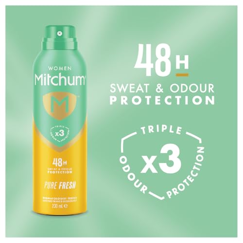 Revlon Mitchum Women Triple Odor Defense 48HR Protection Aerosol Deodorant & Anti-Perspirant, Pure Fresh, 200 ml - Image 2