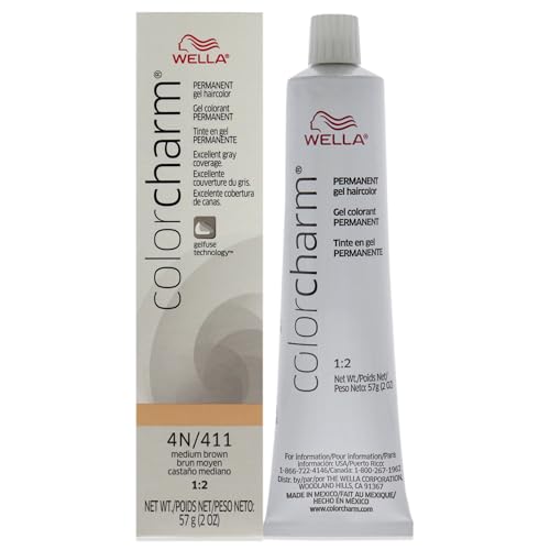 COLORCHARM Permanent Gel| Hair Color for Gray Coverage| 4N Medium Brown| 2 Fl Oz