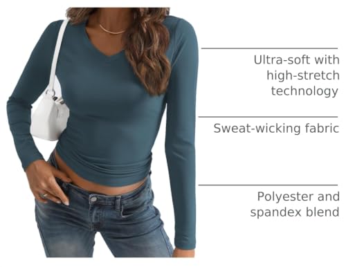 Image of Trendy Queen Womens Long Sleeve Shirts 2026 Fall Fashion Basics Crop Tops