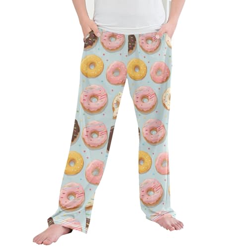 Donut Cake Long Pajama Pants Elastic Waist PJ Bottoms with Pockets S A111554