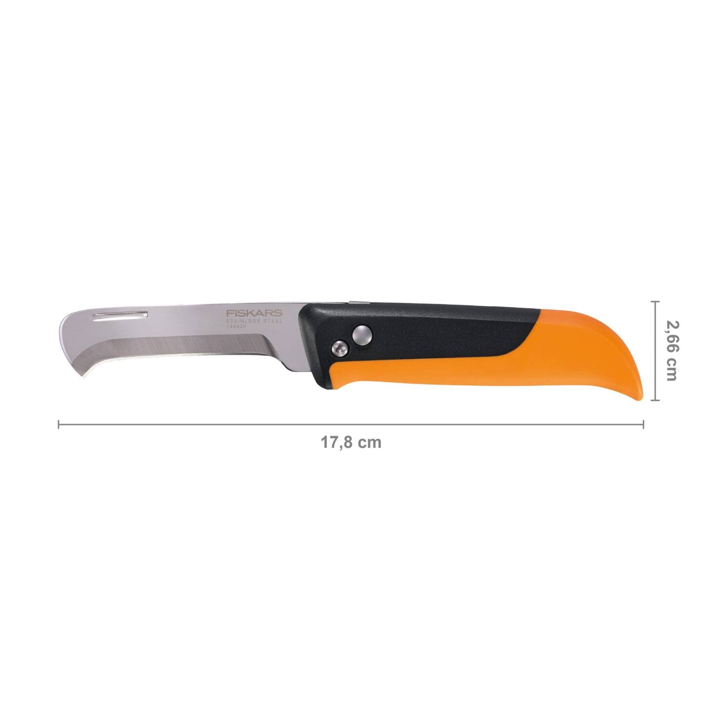 Fiskars Couteau de Récolte pliable pour Fruits et Légumes, Pour la récolte, Longueur totale : 17,8 cm, Acier Inoxydable/Plastique, Noir/Orange, X-series, K80, 1062819