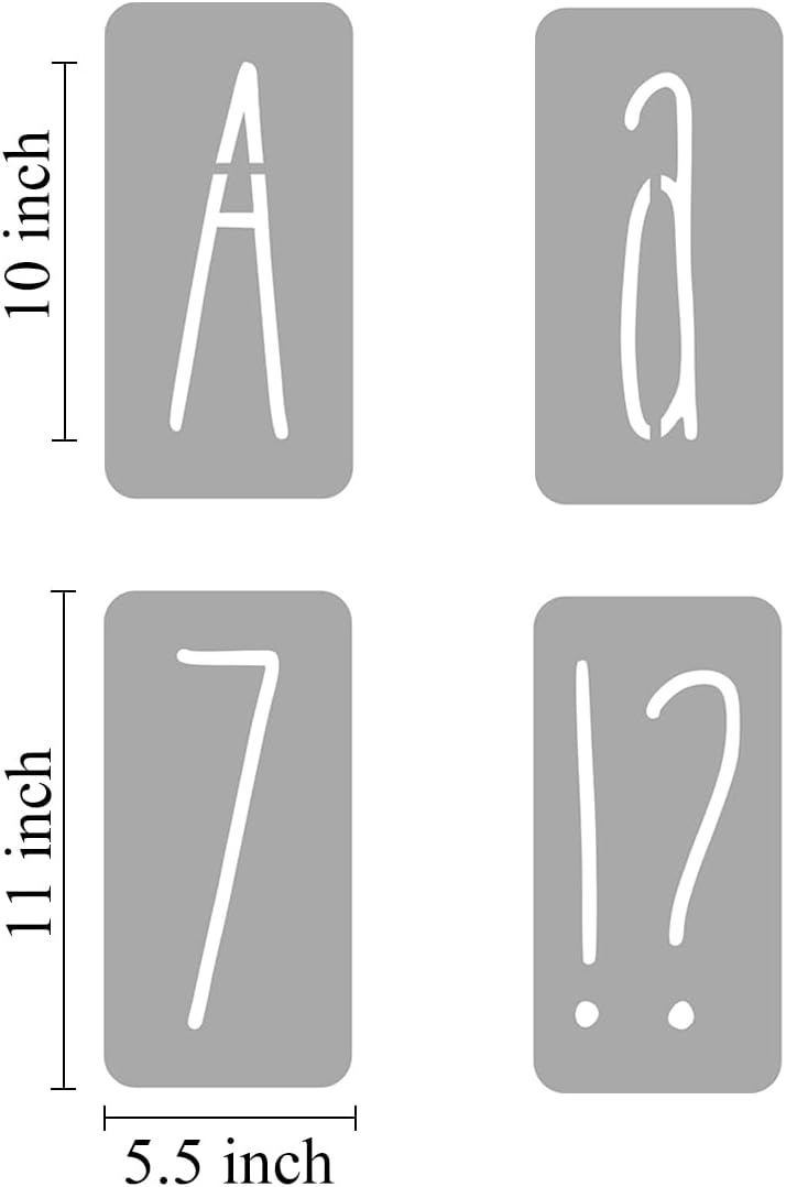 10 Inch Alphabet Letter Stencils for Painting - 70 Pack Letter and Number Stencil Templates with Signs for Painting on Wood, Reusable Skinny Letters Stencils for Chalkboard Wood Signs & Wall Art