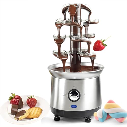 Fondue De Chocolate Eléctrica, Fuente De Chocolate De 1250 G, Fuente De Chocolate De 4 Niveles, Capacidad De Chocolate Caliente De Acero Inoxidable para Queso Nacho, Salsa, Licores, Navidad, Boda