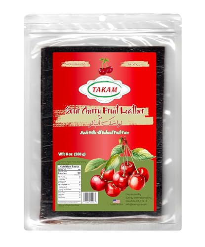 Takam Lavashak Sour Cherry Fruit Leather Authentic Persian Style Sour and Salty Fruit Layer 6 OZ - 168g