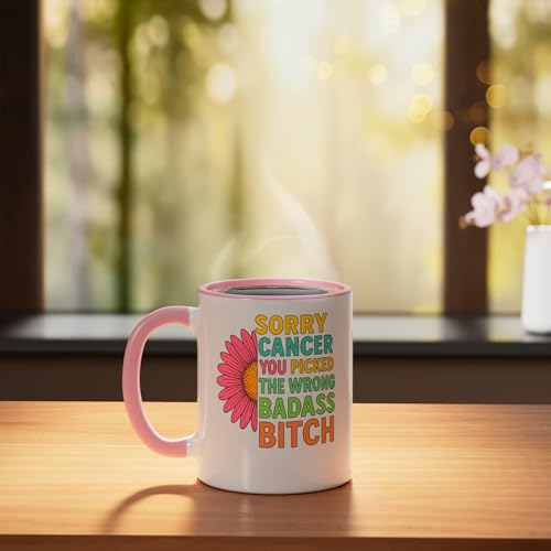 Taza Cerámica Cancer Awareness 11oz Rosa y Blanco miniatura 3