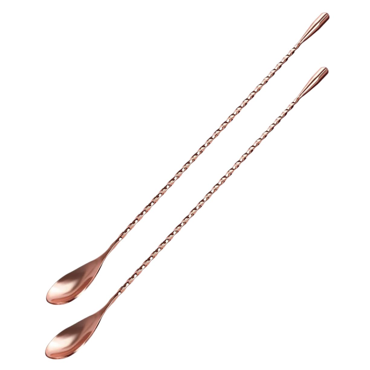 NAMOARLY Copper Finish 2 Pcs Teardrop End Stainless Steel Mixing Spoon Bar Cocktail Stir Stick for Mixing