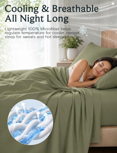 Image of Full Size Sheets, Cooling & Soft Deep Pocket Bed Sheet Set, 4PC