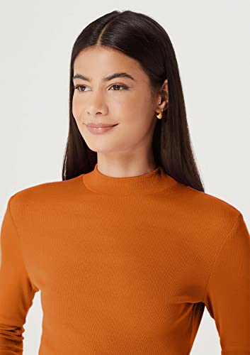 Blusa Cropped Feminina Manga Longa Com Fru Fru - Laranja M