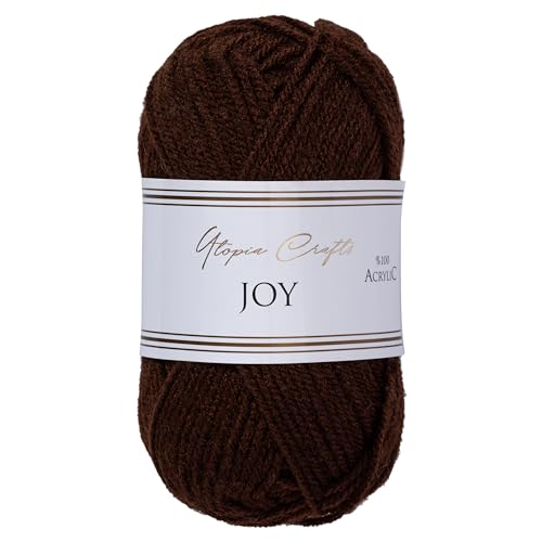 Utopia Crafts Joy Plain Knitting and Crochet Yarn, Soft, Easy Care, 100% Polyacrylic, 10 x 50 g Ball, 150 m (Coffee Bean) - Image 2