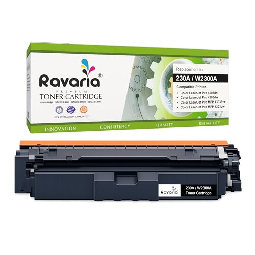 Image of 230A Compatible Toner Cartridges (with New Chip) for HP W2300A Replacement for HP Color Pro 4203dn 4203dw 4303dw 4303fdw Printer (230A Toner Black (W2300A)
