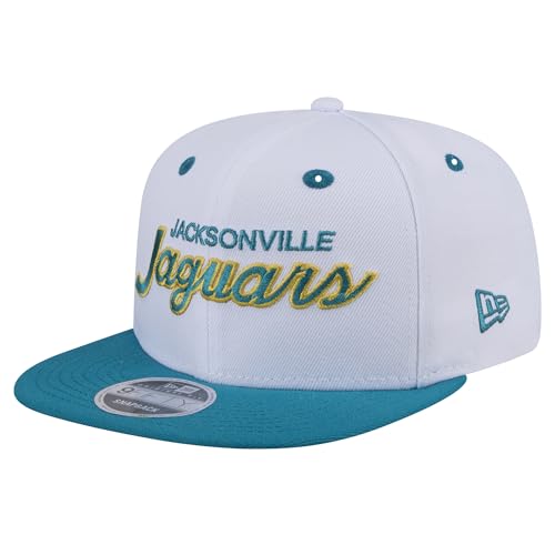 New Era Men's White/Teal Jacksonville Jaguars Throwback Sparky Original Fit 9FIFTY Snapback Hat