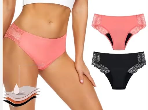 VEINTITRÉS Braga Menstrual Reutilizable para Mujer con Encaje Lace Light – Tiro Alto – Absorbente, Antifugas y Antiodor – Flujo Leve – Ropa Interior Menstrual Lavable, Cómoda y Discreta — view 2