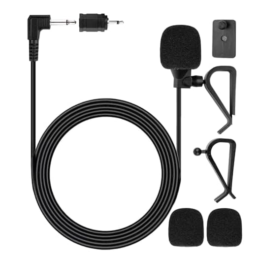 CLANMOU Car Microphone 3.5mm, Car Stereo Radio Mic Replacement Compatible with Pioneer Kenwood Boss JVC Sony Jensen Alpine, Stereo Vehicle Head Unit Enabled Audio GPS DVD-Car External Mic Replacement