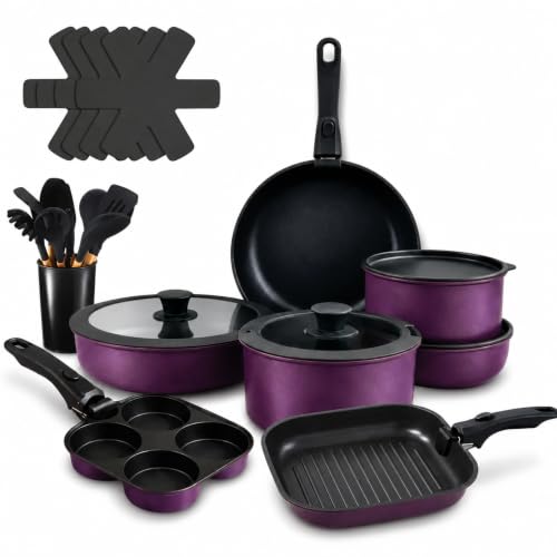 Gourmetific® 32-Piece Nonstick Cookware Set with Detachable Handles