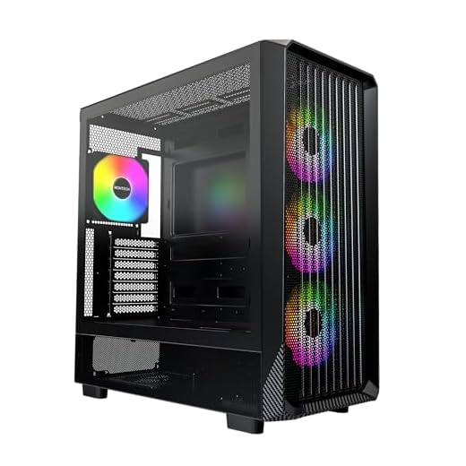 MONTECH X5- ATX Mid-Tower Gaming PC Case, High Airflow, 3X 140mm and 1x 120mm ARGB Fans Pre-Installed, Glass Side Panel, Carbon Print Accents, GPU Holder Included, Black