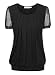 BAISHENGGT Women's Short Sleeve Pleated Front Mesh Blouse